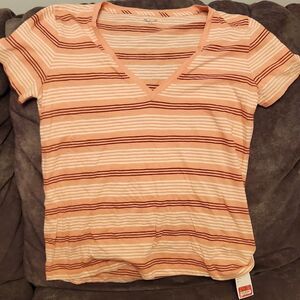 New Madewell Small Striped V-Neck Tee